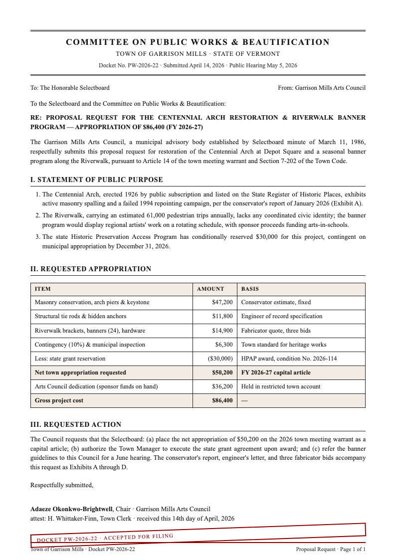 Government Gazette Proposal Request